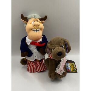 Vintage 1997 Famous Meanies Bill Clinton and Buddy the‎ Dog Plush Set Patriotic